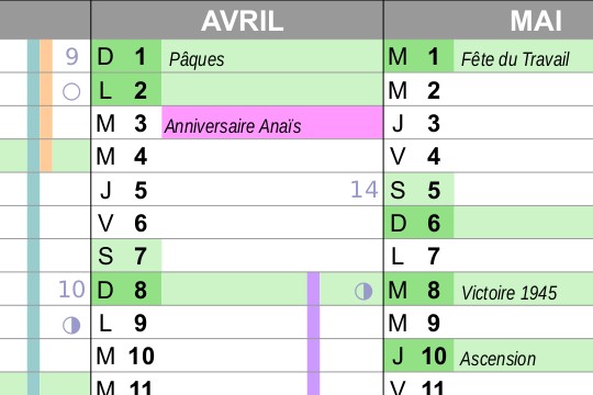 calendrier A4