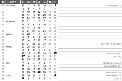 calendrier compact A4