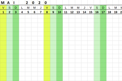 calendrier google sheets A4
